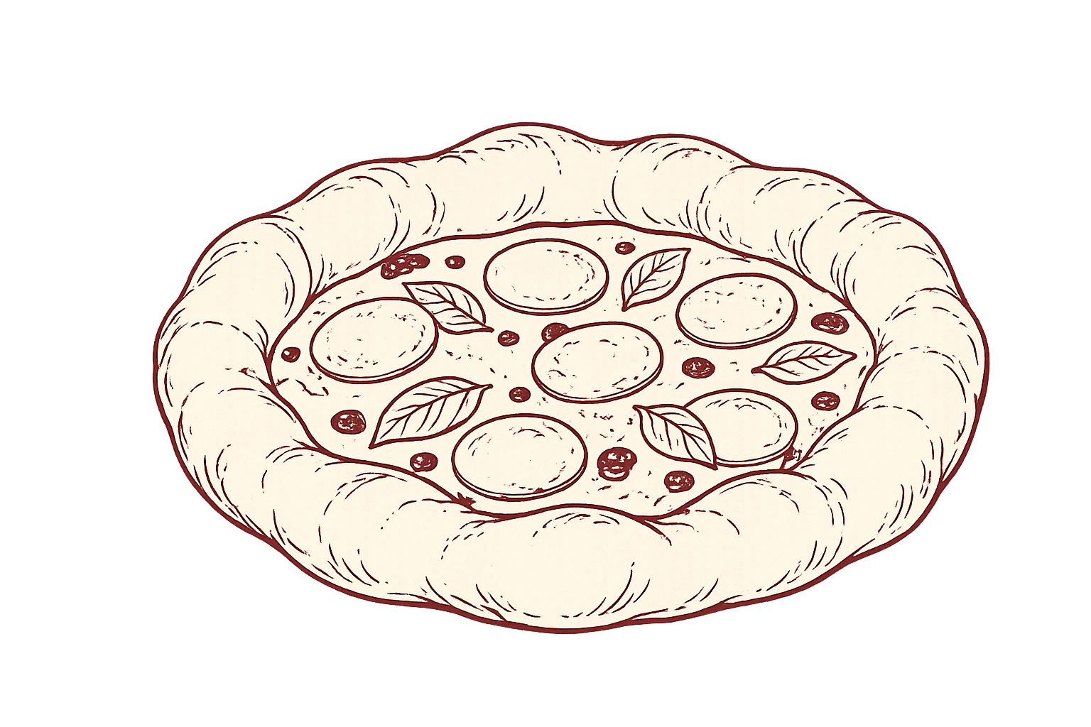 Canotti style pizza illustration